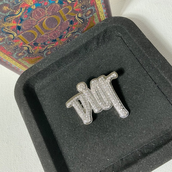 Dior Silver and Crystal Brooch with Box - Picture 3 of 3